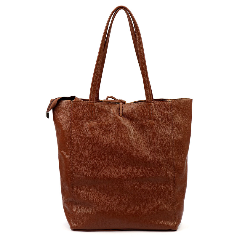 MiaMore Skórzana damska shopperbag duża torabka na ramię z kieszenią