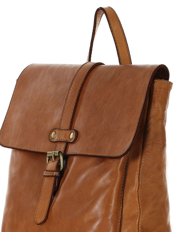 MARCO Miejski plecak skórzany w stylu old look handmade leather brąz camel