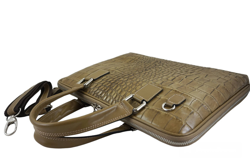 Torba na laptopa damska skórzana Barberinis - Beżowa ciemna