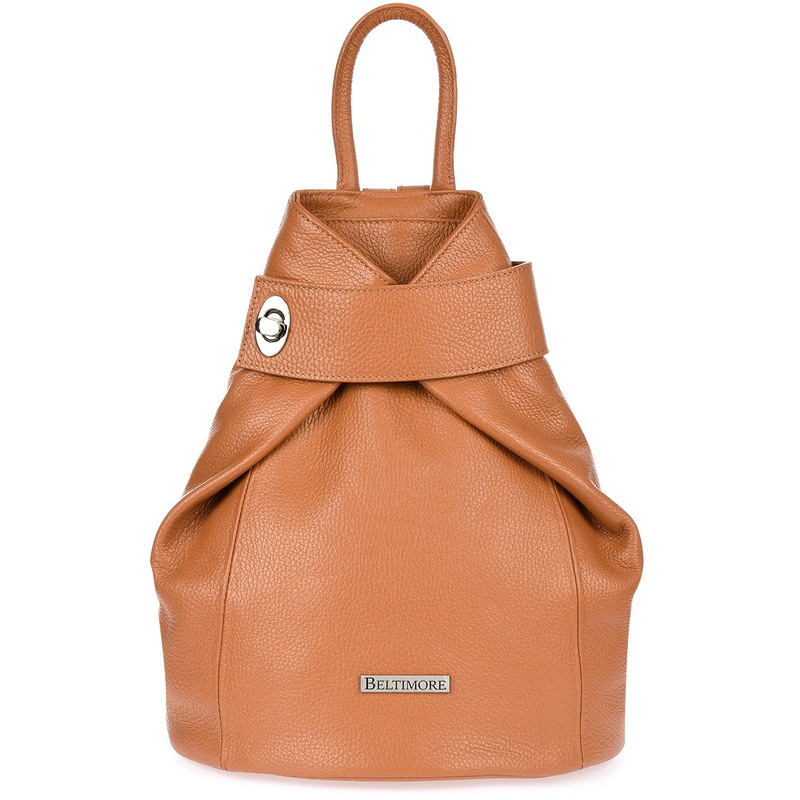 Camelowy skórzany plecak damski elegancki z zapięciem Beltimore T54