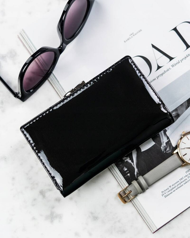 4U Cavaldi Lakierowany Duży portfel damski ze skóry naturalnej portmonetka