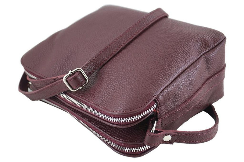 Torebka skórzana damska włoska - Bordowa