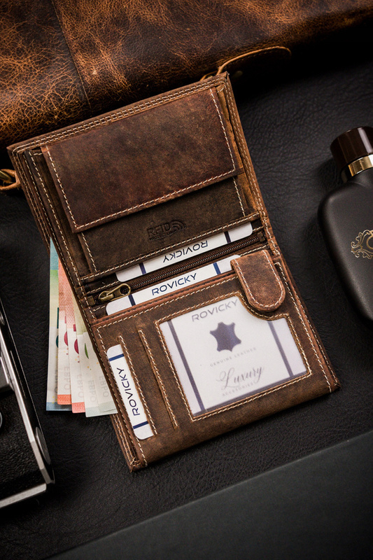 Skórzany męski portfel Wild N4-CHM-NL RFID