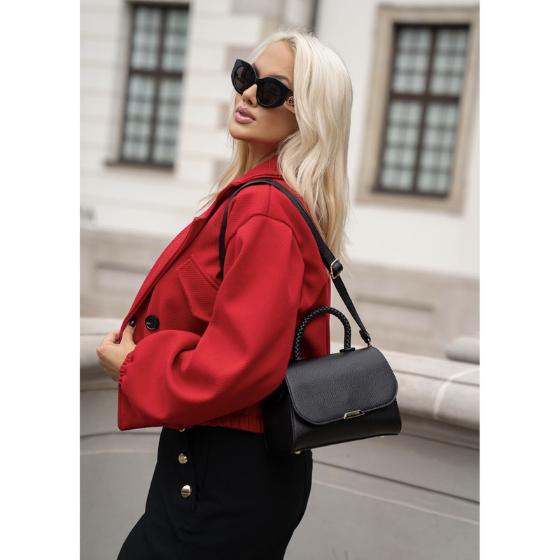 Listonoszka damska mała czarna torebka crossbody ze skóry ekologicznej - Peterson