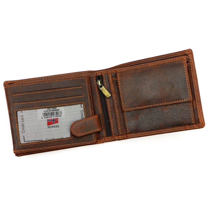 Nordee męski poziomy portfel skóra naturalna kompaktowy i pojemny