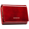 Duży portfel damski ze skóry naturalnej w czerwonym kolorze, zamykany zatrzaskiem - Peterson