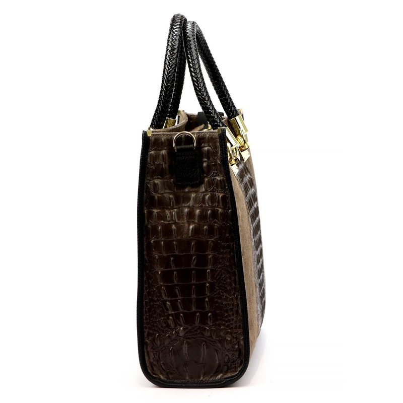 Vera Pelle damski kuferek skórzany torebka do ręki skóra krokodyla