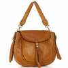 Mazzini Torebka classic saddle bag ze skóry naturalnej na ramie brąz camel