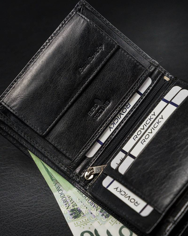 Duży stylowy Skórzany męski portfel Rovicky z RFID