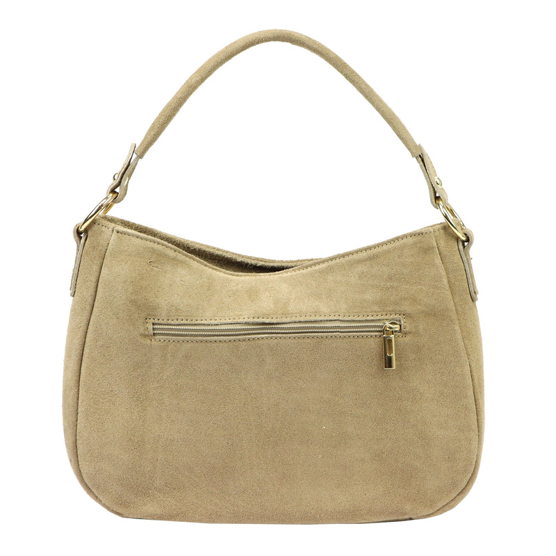 Vera Pelle Torebka Skórzana Damska Listonoszka Na Ramię Zamsz Naturalna