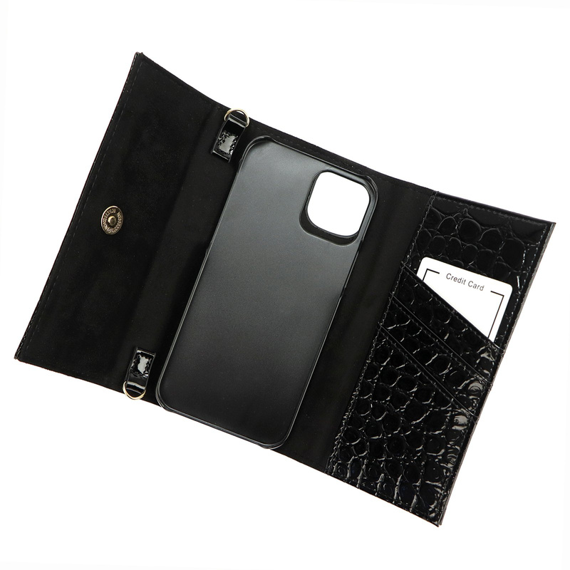 MiaMore etui na telefon Iphone 12 case z klapą skóra krokodyla lakierowana