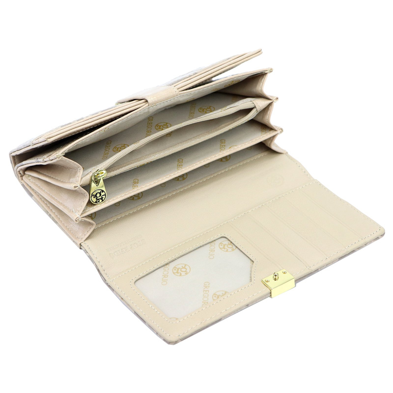 Gregorio damski portfel klasyczny podłużny duża portmonetka w kwiaty