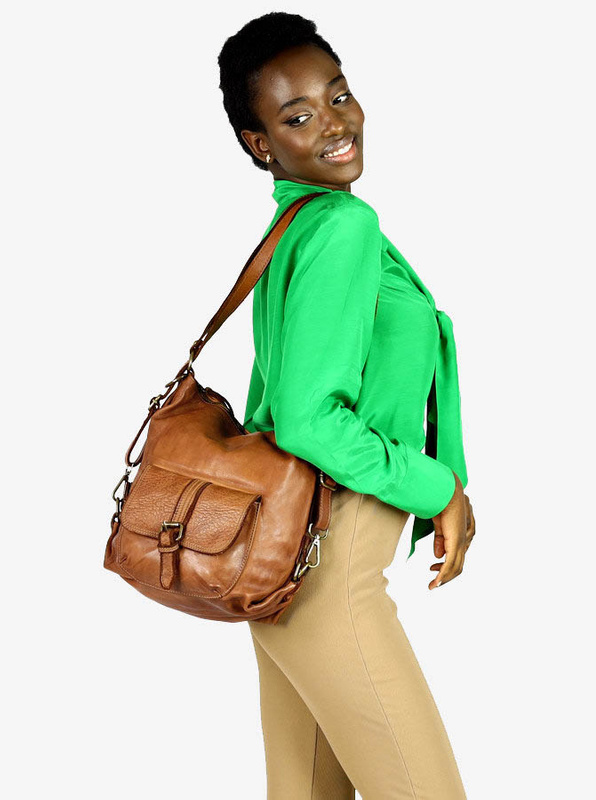 Torba skórzana dla wymagających z opcją plecak old school leather bag - MARCO MAZZINI camel