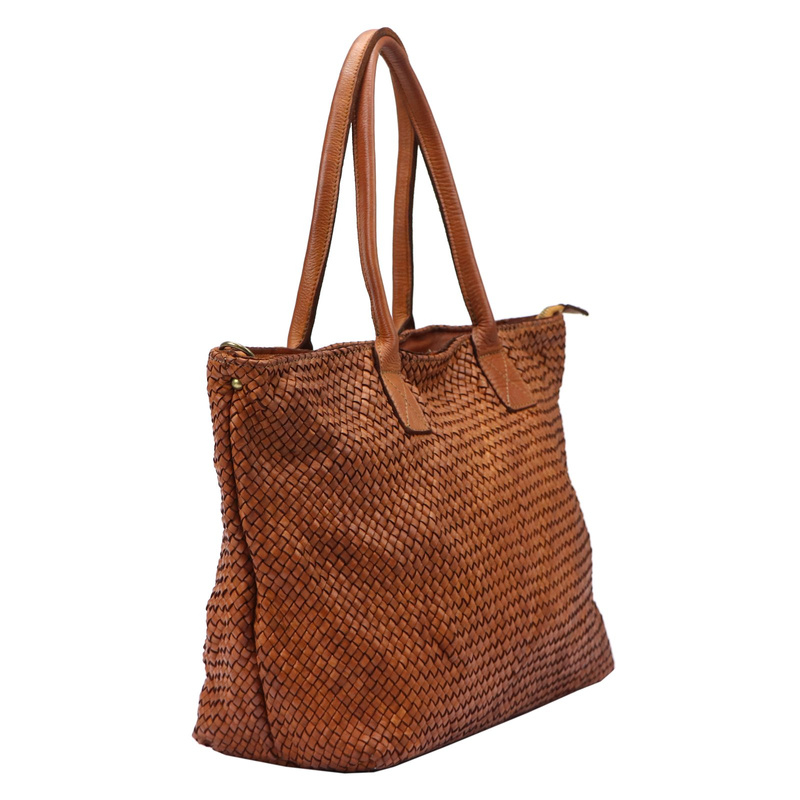 VS Pleciona shopperbag damska Damska torebka na ramię ze skóry naturalnej