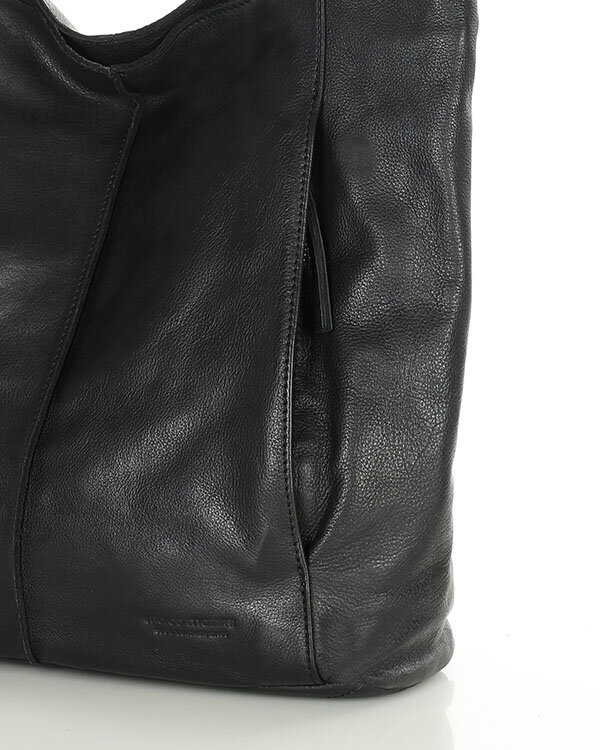 Miękka torba typu shopper skórzana na ramię - MARCO MAZZINI - czarny