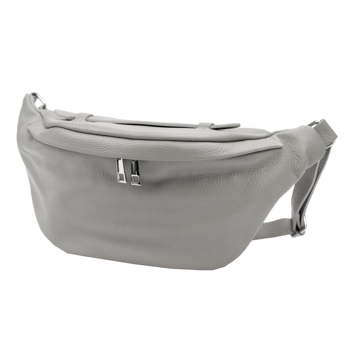 Skórzana damska nerka saszetka z paskiem LUKA Popiel Sklep