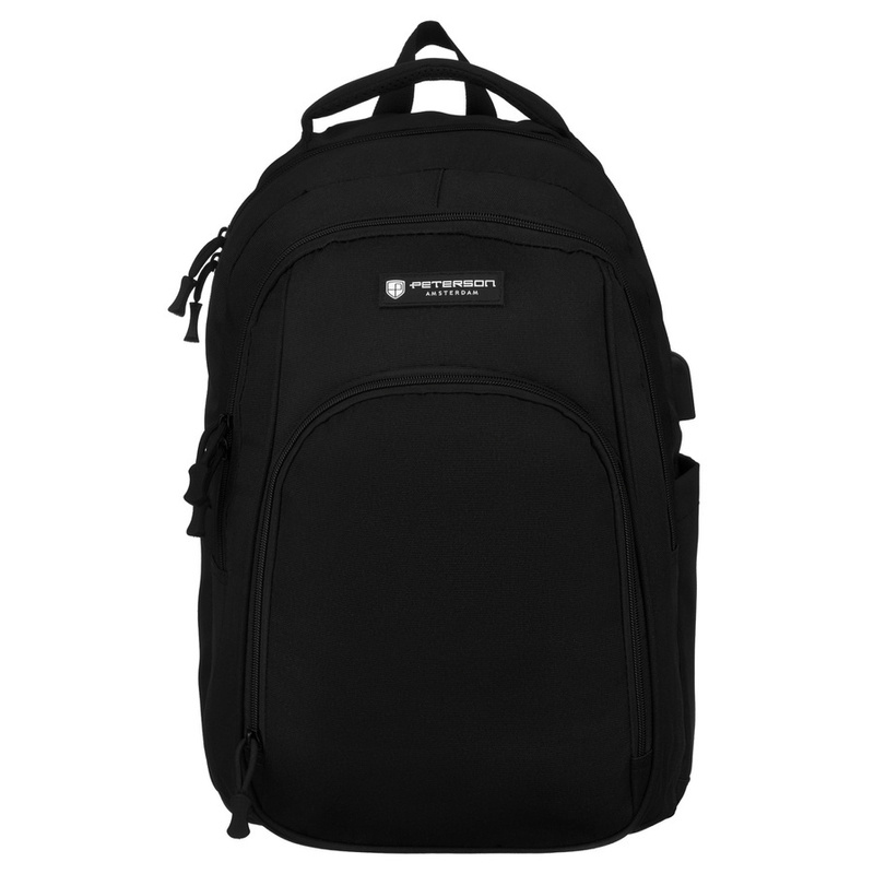 Plecak szkolny w kolorze czarnym z portem USB - Peterson