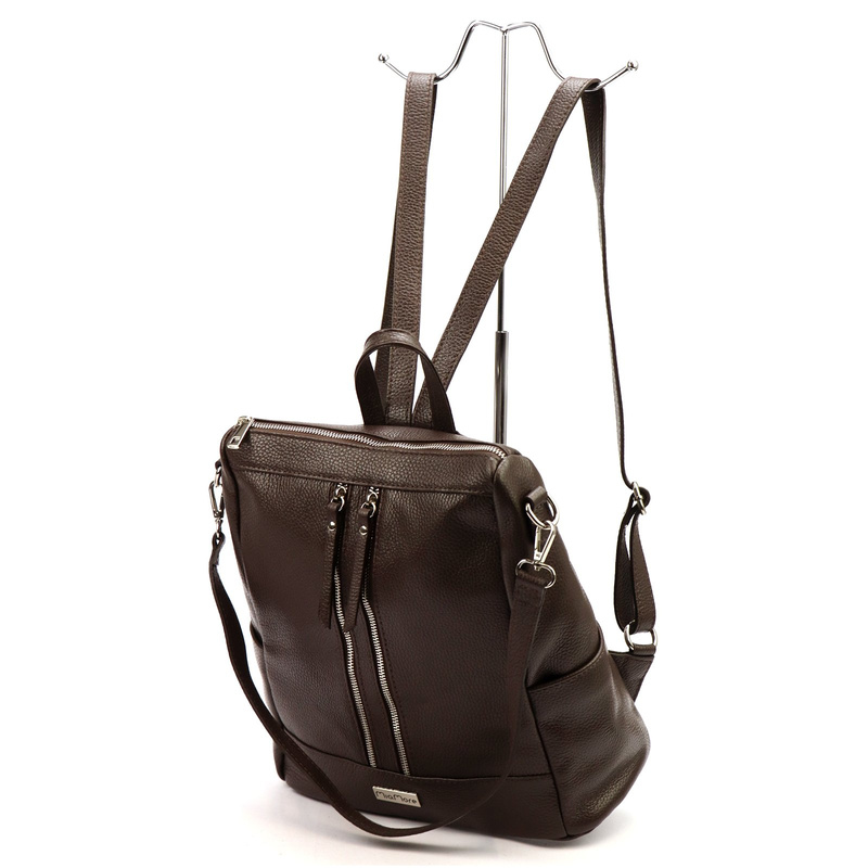 MiaMore Skórzany damski pojemny miejski plecak torebka z kieszeniami