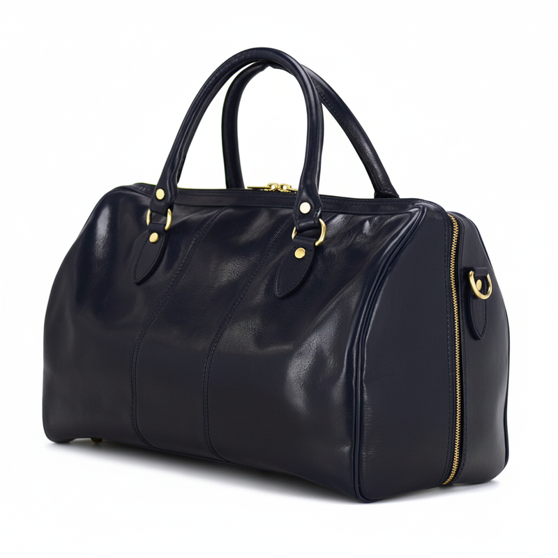 Pojemna i stylowa Skórzana duża torba podróżna weekendowa z paskiem