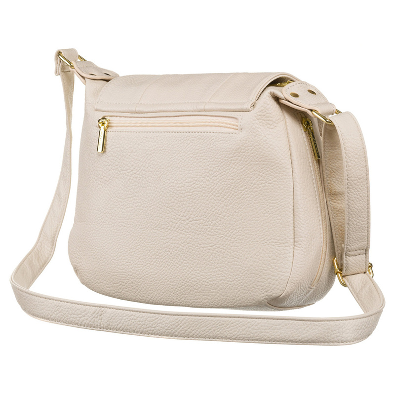 Pojemna, beżowa torebka damska na ramię z kieszeniami - Rovicky