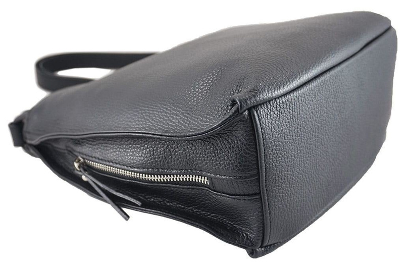 Duża torba damska skórzana na ramię - Szara ciemna