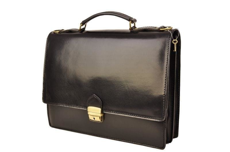 Teczka męska skórzana - Barberini's - Brązowa ciemna