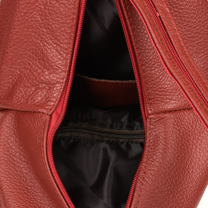Plecak Damski Skórzany Trójkąt Pojemny Polski bordowy Q60
