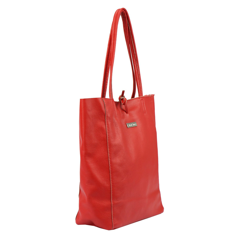 MiaMore Skórzana damska shopperbag duża torabka na ramię z kieszenią