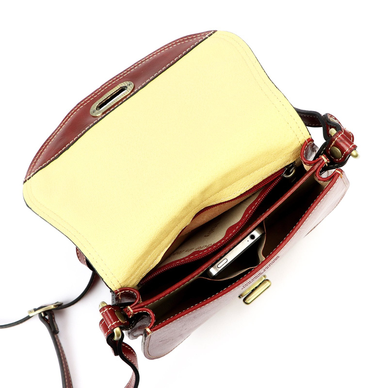 Florence Skórzana damska listonoszka torebka na ramię dwukomorowa z klapą