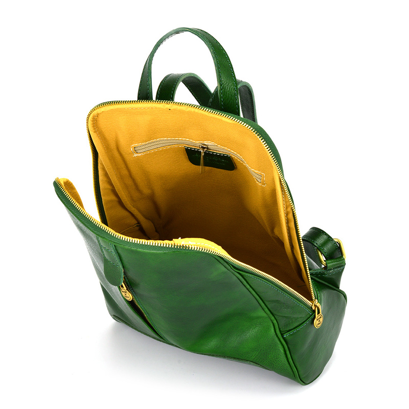 Florence Miejski Damski plecak skóra naturalna z kieszeniami na suwak