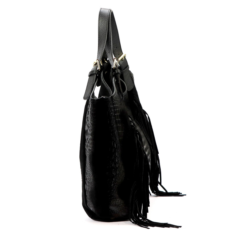 Vera Pelle damska shopperbag skórzana skóra krokodyla torebka na ramię