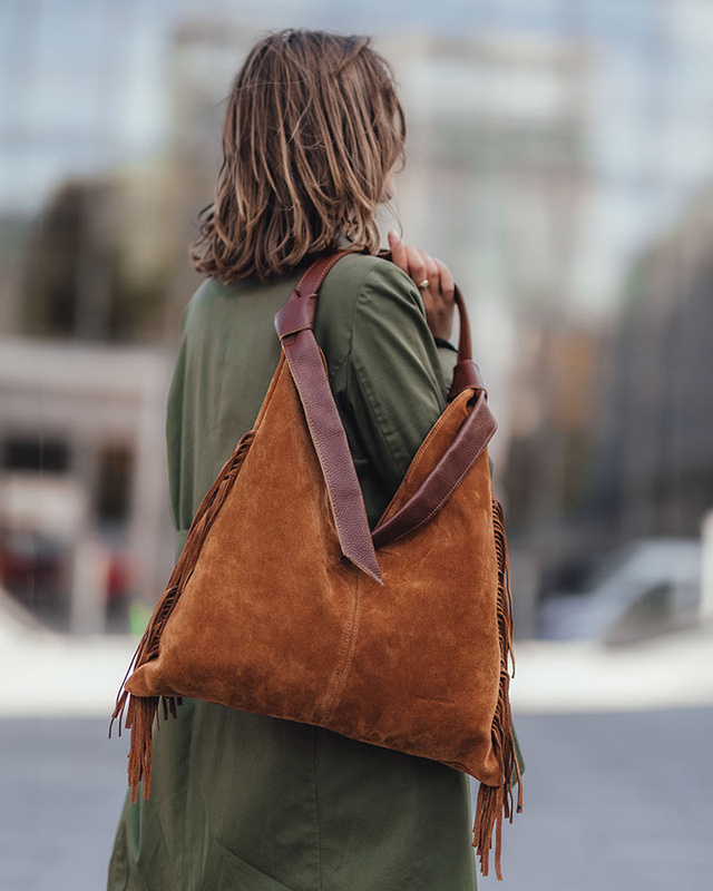 Torebka damska worek hobo bag skóra naturalna - MARCO MAZZINI czarna