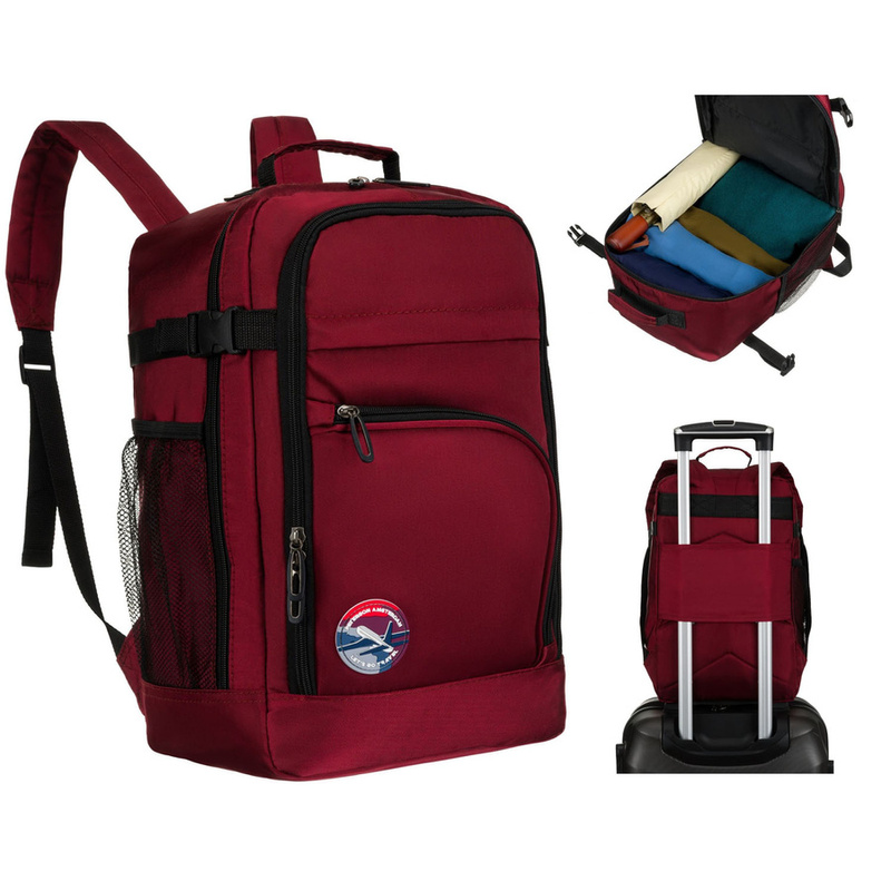 Burgundowy plecak podróżny z poliestru - Peterson