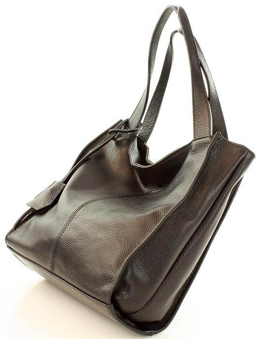 Modna torebka damska skórzany shopper bag - MARCO MAZZINI Portofino Max czarny