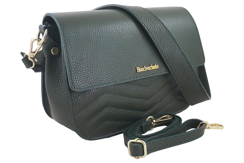 Torebka skórzana crossbody włoska - Zielona ciemna