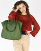 Torba damska pleciona shopper & shoulder leather bag - MARCO MAZZINI zielony militare