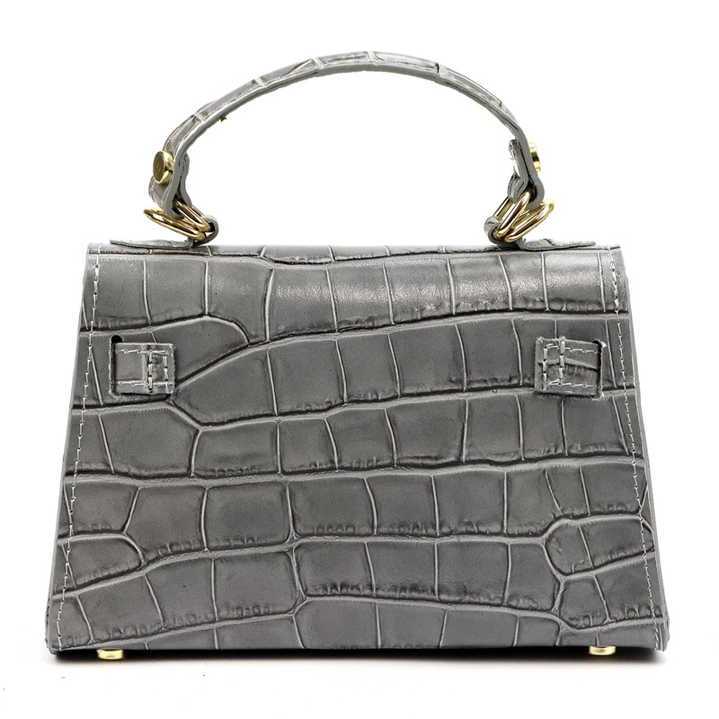 Vera Pelle damski mały kuferek skórzany torebka na ramię skóra krokodyla