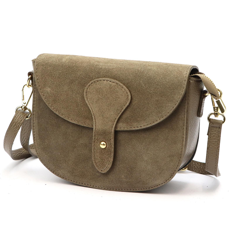 Vera Pelle damska listonoszka skóra zamszowa torebka na ramię z kieszenią