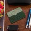 Etui na dokumenty karty wizytówki skórzane slim portfel zielone Beltimore E49