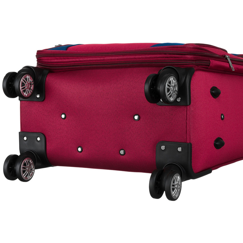 Duża walizka z wytrzymałej tkaniny poliestrowej w czerwono-niebieskim kolorze - Peterson