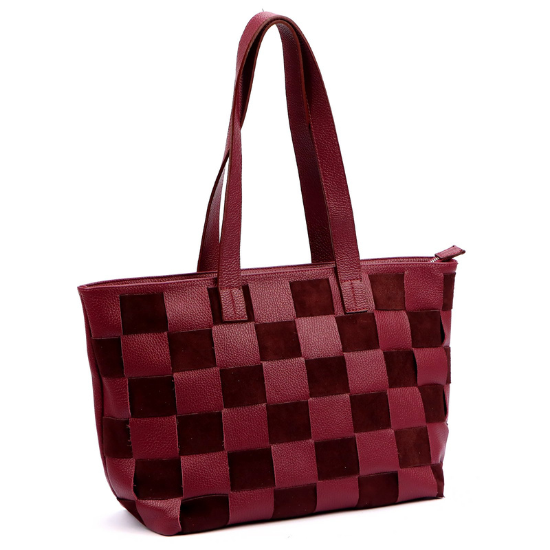 Luka Duża dwukomorowa damska shopperbag pleciony wzór torebka na ramię