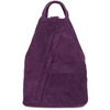Plecak plecaczek skórzany włoski damski mały trójkąt skóra zamszowa torebka fioletowy T53
