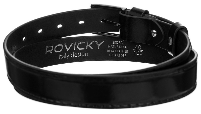 Stylowy pasek męski z lakierowanej skóry naturalnej licowej - Rovicky