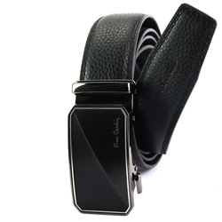 Pierre Cardin skórzany męski pasek do spodni czarny klamra automatyczna