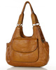 Włoska torebka skórzana z kieszenią z przodu retro bag handmade - MARCO MAZZINI brąz camel
