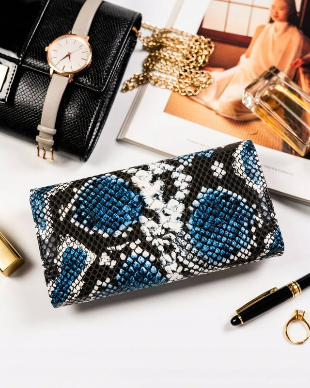 Podłużna portmonetka Stylowy damski portfel ze wzorem skóry węża Cavaldi