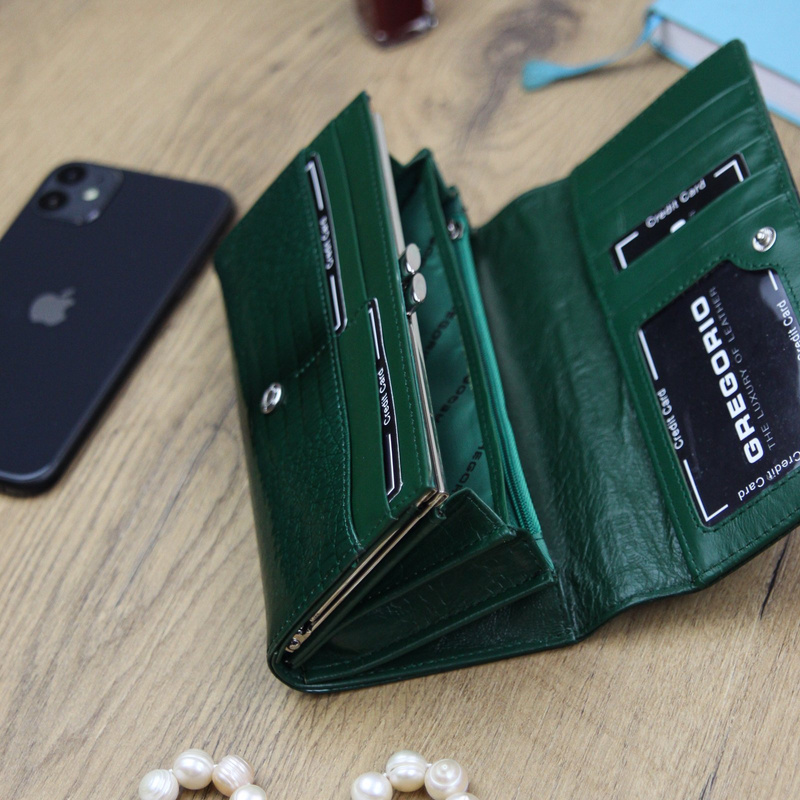 Gregorio damski portfel skóra naturalna podłużny klasyczny skóra krokodyla