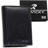 Czarny portfel męski ze skóry naturalnej mieszczący dowód rejestracyjny - Rovicky