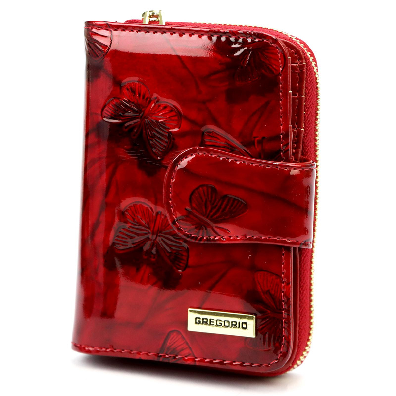 Gregorio portfel damski skóra naturalna lakierowana pionowa portmonetka