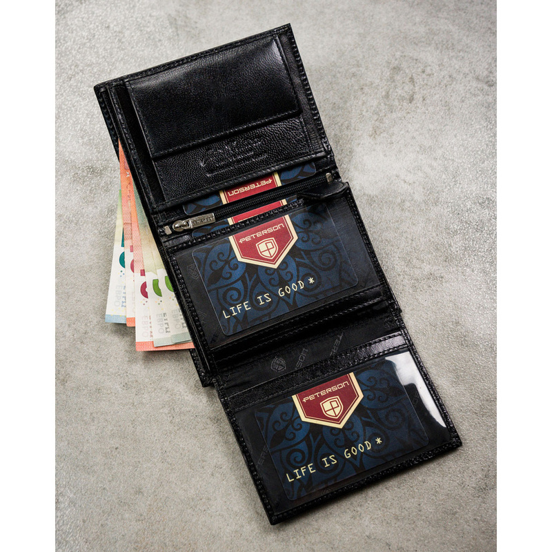 Meski zestaw prezentowy skóra naturalna Peterson PTN SET N4-NGV-BW BLACK